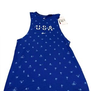 Women's Nike Team USA Muscle Tank Top Blue White FZ3384-417 Size XS